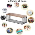 thumbnail image 4 of 16" Wall-Mounted Floating Shelves W/Triangle Bracket & Frame, Rustic Decor Set of 2+1 Natural Burnt Wood Storage Shelf for Livingroom Kitchen Bedroom, Bathroom Shelves Over The Toilet, 4 of 7