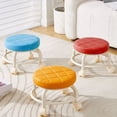 thumbnail image 4 of Low Rolling Stool with 360 Degrees Swivel Wheels Faux Leather Cushion Roller Seat Heavy Duty Rotating Mini Chair Seating Stool, 4 of 8