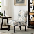 thumbnail image 2 of Armless Accent Chair With Print Blue Leaves Fabric In Modern Style, 2 of 6