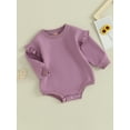 thumbnail image 4 of Musuos Baby Girls Romper, 3 6 12 18M Long Sleeve Crew Neck Solid Color Bodysuit Clothes for Casual Daily, 4 of 9