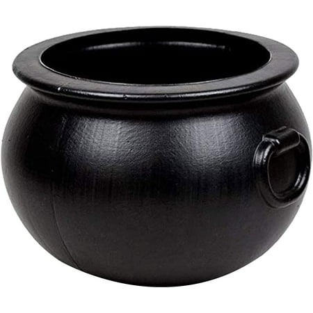 PMU Halloween Cauldron - 12in Black Plastic Candy Holder for Kids - Halloween Party Favors & Supplies (1/pkg) Pkg/1
