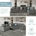 thumbnail image 6 of Euroco Sectional L Shaped Sofa with Pull-Out Bed, 129.5" Living Room Sofa Couch, Sleeper Sofa with USB Charging Port, Gray, 6 of 9