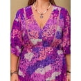 thumbnail image 6 of Women's Plus Size Slit Printed Half Sleeve Maxi Dress 100% Viscose With Elegant Flowing Silhouette All Day Comfort, 6 of 10