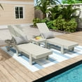 thumbnail image 2 of 3 Piece Modern Poly Reclining Chaise Lounge With Wheels, Sand, 2 of 4