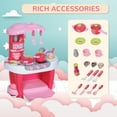 thumbnail image 4 of Qaba Kids Kitchen Set Kitchen Playset Pretend Toy Children Role Play Game Toy with Light & Sound Function  38Pcs Toy Accessories - Pink, 4 of 10