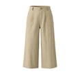 thumbnail image 7 of Women's Cotton Blend High Waisted Wide Leg Capri Pants,Casual Cropped Trousers with Pockets for Summer Wear,Beige,Women's Capri L, 7 of 7