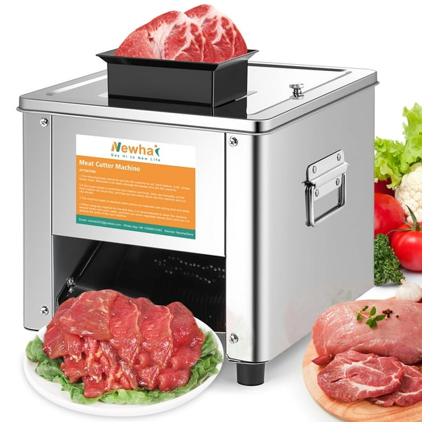Newhai - Máquina cortadora de carne de 850 W de 3,5 mm, cortadora de carne eléctrica triturada, acero inoxidable, 330 libras/h para carne de cerdo sin hueso, para uso familiar y comercial (grosor de