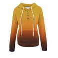 thumbnail image 6 of Womens Colorblock Drawstring Hoodie with Buttons Pocket Striped Loose Pullover Hooded Sweatshirt Long Sleeve Tops (XL, Yellow|Gradient), 6 of 6