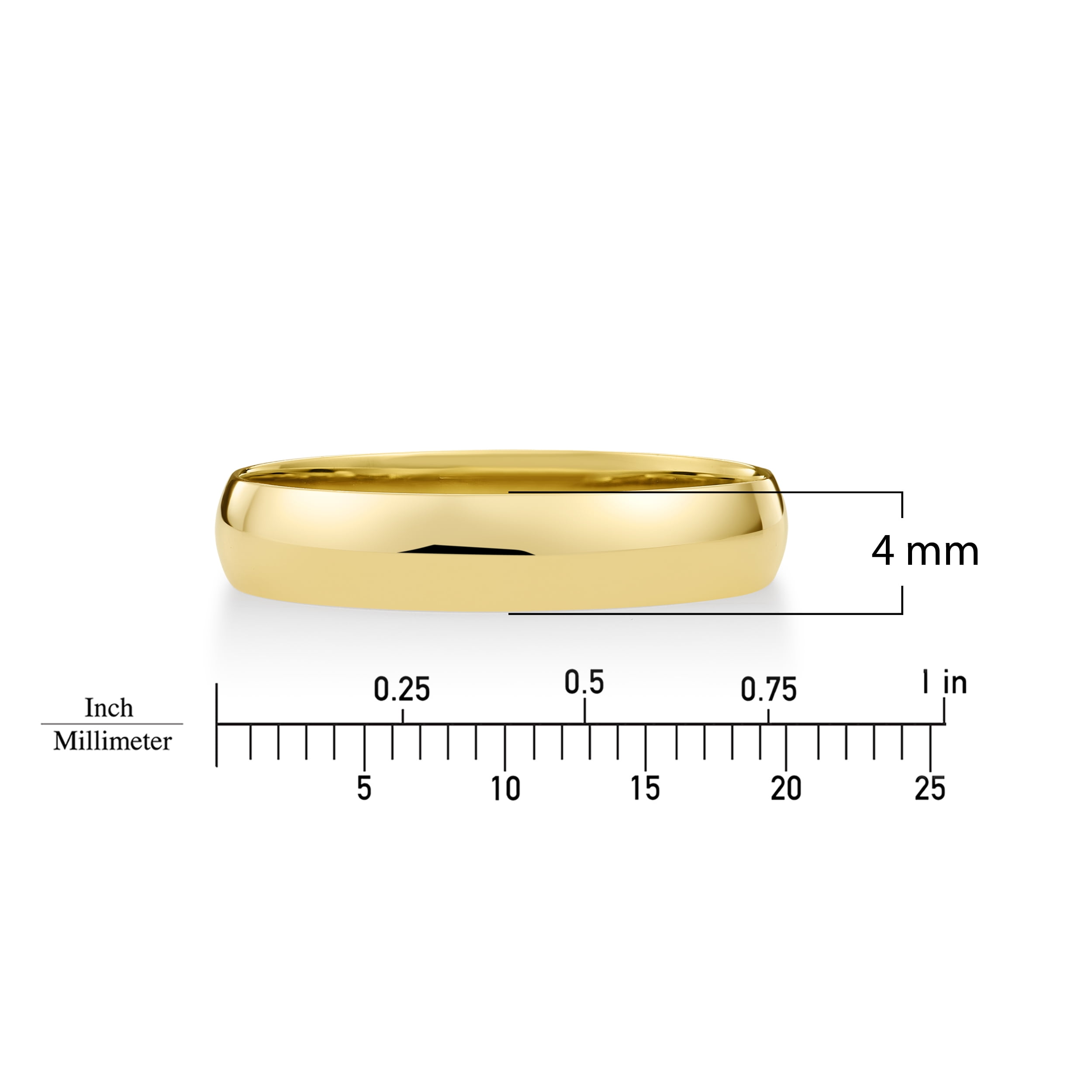 Men's Solid 10K Yellow Gold 4mm Traditional Classic Plain Wedding Band (Available Ring Sizes 7-14) Size 7