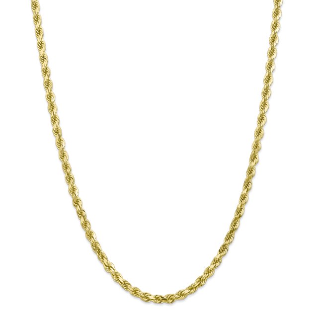 10K Yellow Gold 5mm Handmade Diamond Cut Rope Chain 24 Inch