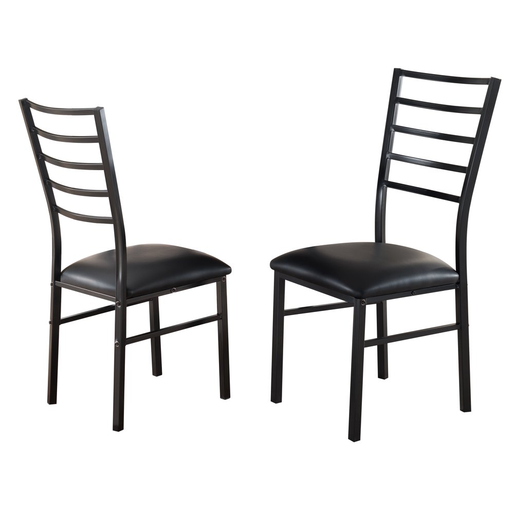 Maxen Contemporary Dining Chairs, Black Metal & Vinyl, (Set of Two