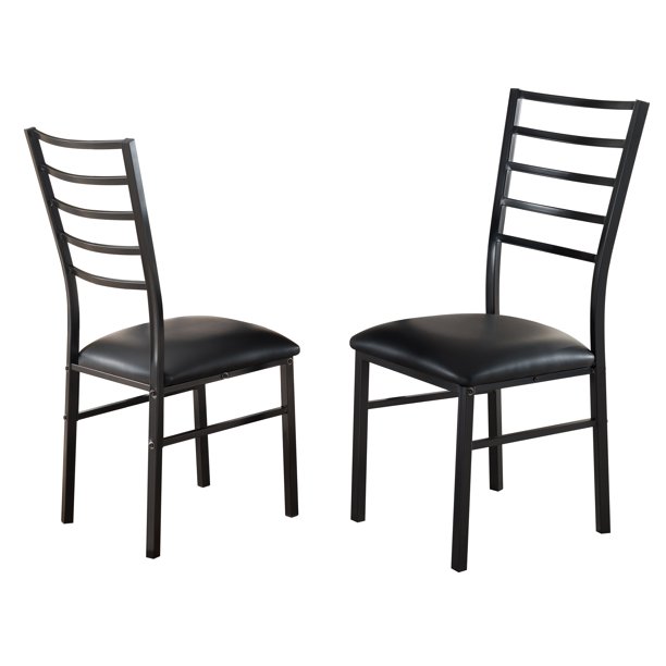 Maxen Kitchen Dining Chairs, Black Metal Frame & Vinyl Seats