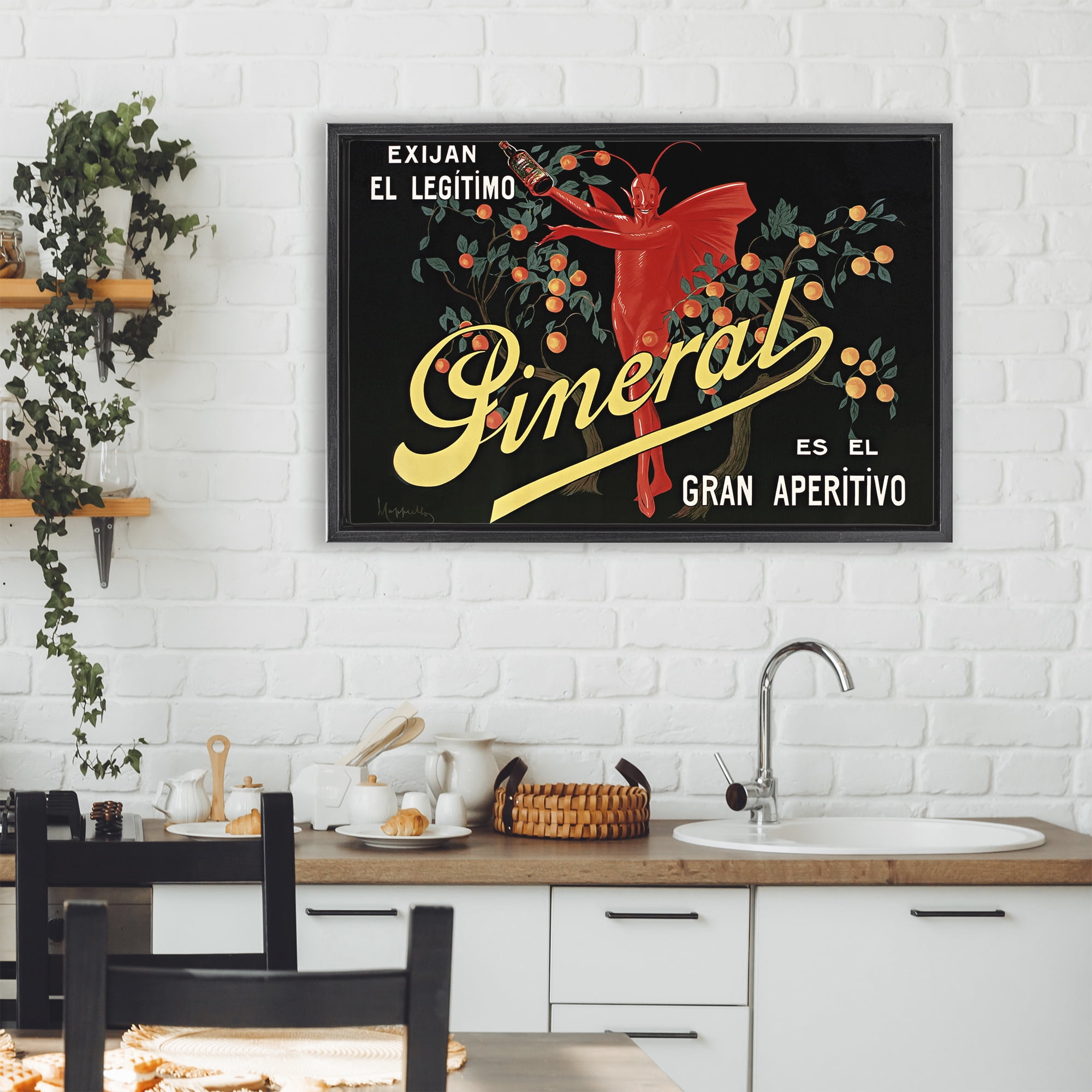 Stupell Industries Aperitif Poster with Character Black Framed Floater Canvas Wall Art, design by Leonetto Cappiello