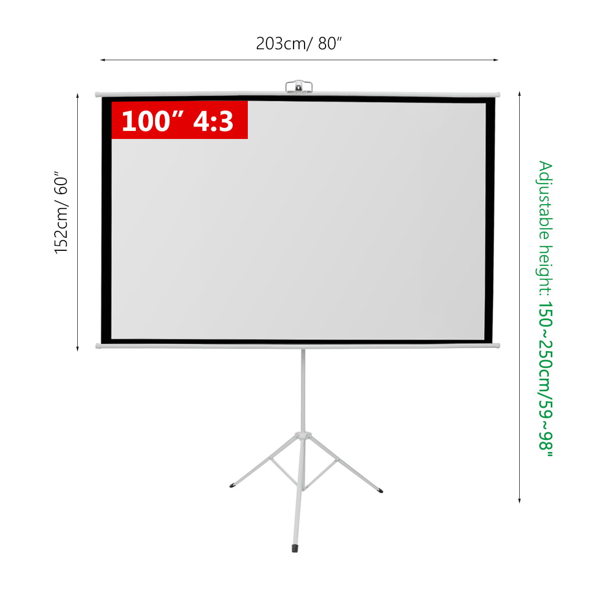 Projection Screen Projector Screen 4:3 60 Inch Projector Curtain Weddings Portable White Movies 