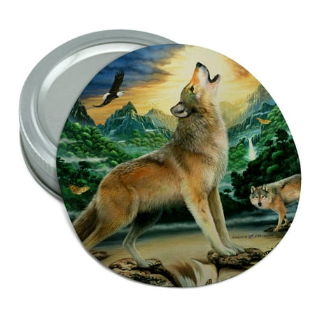 

Howling Wolf Sunset Forest Butterflies Round Rubber Non-Slip Jar Gripper Lid Opener