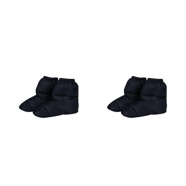 Advancent Botas tipo pantuflas de nailon suave, ligeras, cálidas, para botas, con correa para los pies, para mujer, cálidas, duraderas, Negro Tamaño M 2piezas