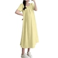 thumbnail image 2 of Xuniizn Robe de Maternité pour Femmes à Col Rond, Manches Courtes, Robe Confortable et Décontractée de Couleur Unie pour Baby Shower, M-2TG, 2 of 6