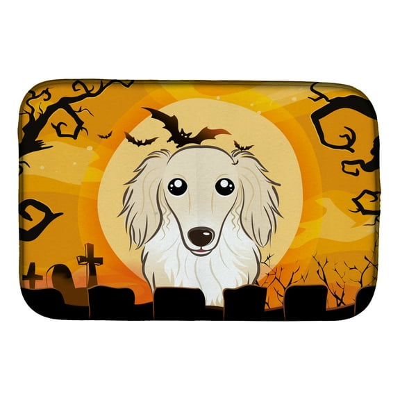 Halloween Longhair Creme Dachshund Dish Drying Mat