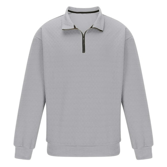 Mrat Men Fashin Hoodie Men's Quarter Zip Sweatshirt Casual Long Sleeve Solid Color Geometric Texture Pullover Knit Sweatshirt Men Oversized Hoodie S-141 Gray S