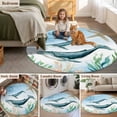 thumbnail image 2 of Round Rug 4ft Area Rug, Coastal Ocean Whale Fish Area Rugs for Living Room Bedroom, Sea Blue Marine Life Floor Mat Non-Slip Non-Shedding Carpet Indoor Accent Rugs, 2 of 9