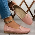 thumbnail image 3 of Penny Loafers for Women Comfy Orthopedic Walking Shoes Trendy Stitching Round Toe Slip on Moccasin Antislip Driving Shoes Pink Size 7, 3 of 6