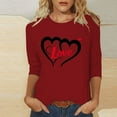 thumbnail image 2 of VKOYWKM Heart Print Shirts for Women Valentines Day T-Shirts 3/4 Sleeve Tops Cute Love Graphic Tees Tops Casual Spring Clothes Loose Fit Crew Neck Valentine Shirt, 2 of 6