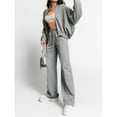 thumbnail image 4 of Women's 2 Piece Outfits Oversized Sweatsuit Zip Up Long Sleeve Sweatshirt with Wide Leg Sweatpants Light Gray S, 4 of 8