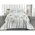 thumbnail image 2 of Ambesonne Black and White Quilted Coverlet 3 Pcs, Meadows, King Size, Black White, 2 of 4
