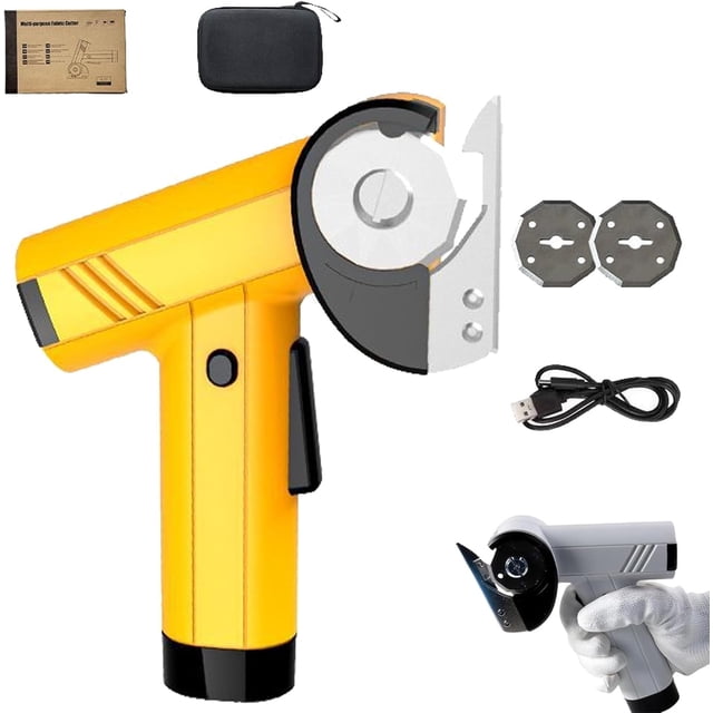 Rechargeable High-Speed Cardboard Cutter, 2026 New 4.2V Cordless Cutter with LED Display Light, Rotary Powerful Electric Scissors, Rotary Cutting for Fabric, Leather, Carpet DIY (Yellow)