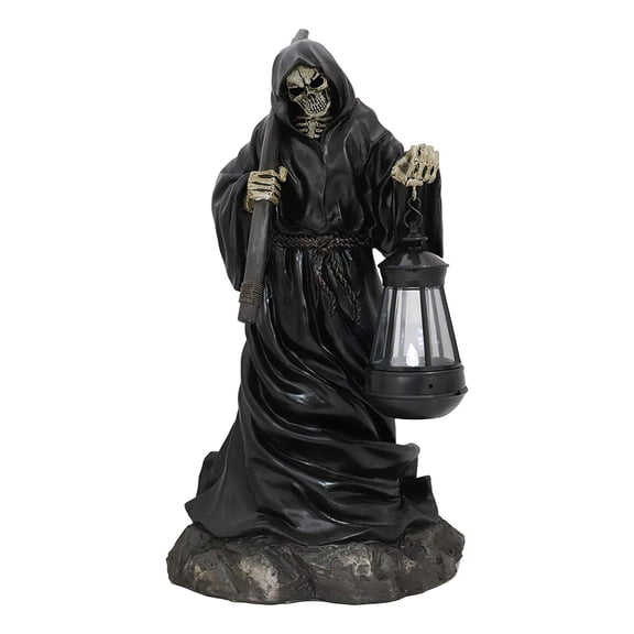 Ebros 16.5"Tall Beacon of The Styx Grim Reaper Solar Lantern LED Light Statue