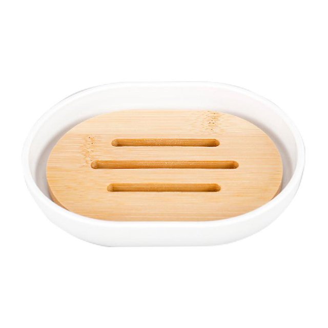 Bandeja de jabonera, Jabonera de resina, Caja de soporte de barra de jabón de bambú para fregadero de cocina de ducha, Caja de contenedor de jabón de drenaje de doble capa, Caja de jabón de