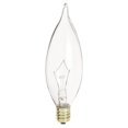 (6 Pack) 60 Watt Clear Candelabra Base (E12) Flame Tip 120V Chandelier Bulbs
