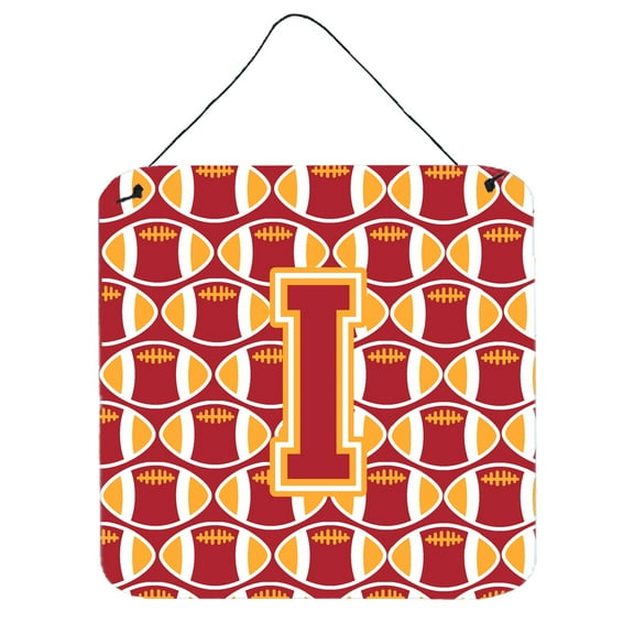 Letter I Football Cardinal and Gold Wall or Door Hanging Prints