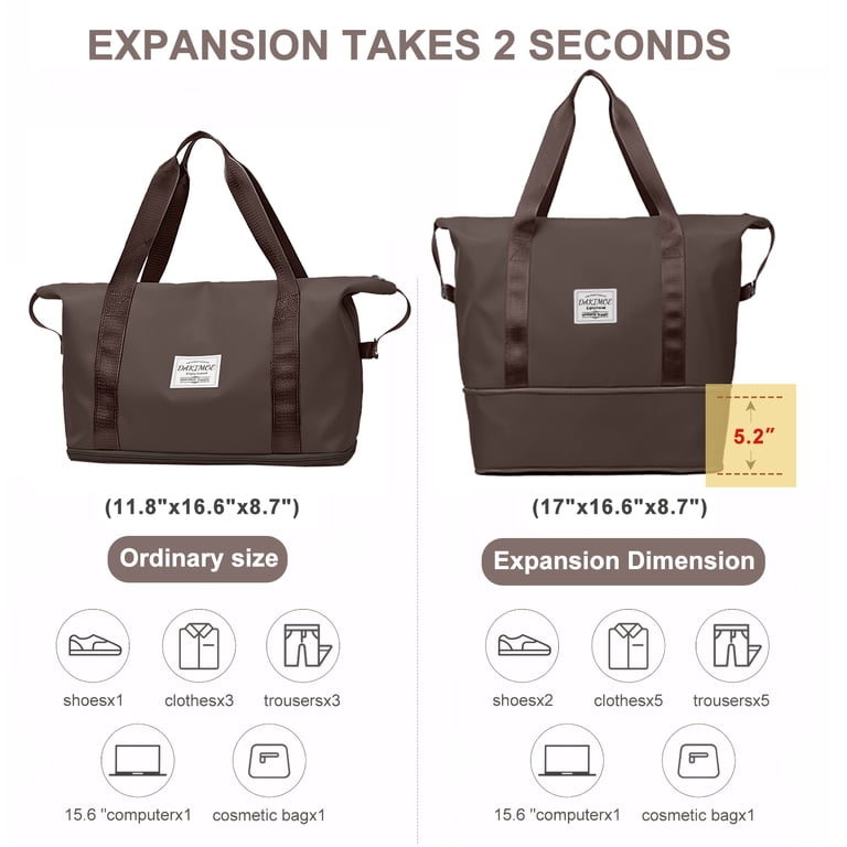DAKIMOE Weekender Duffel Bag for Women, Brown photo 2