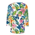 thumbnail image 4 of CYMMPU Loose Fit Crew Neck Spring Tops Fall Trendy Shirts Floral Printed Blouses for Women Dressy Casual T-Shirts 3/4 Sleeve Lightweight Basic Tees Multicolor XXXL, 4 of 5