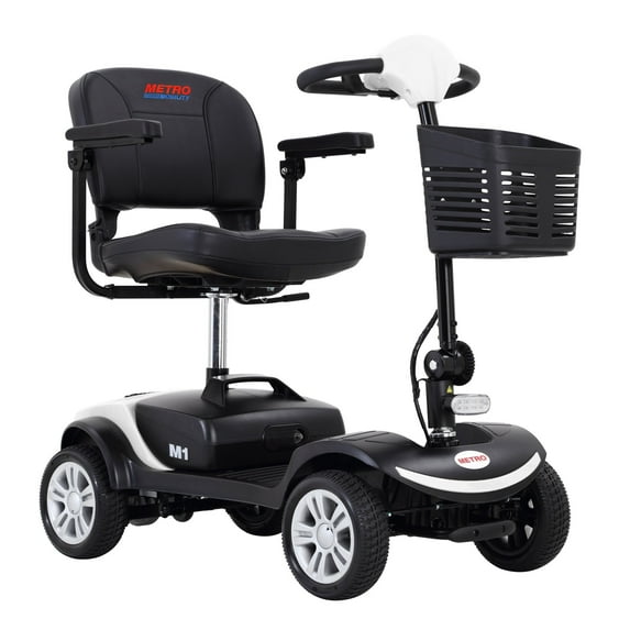 Compact Mobility Scooters for Senior,Heavy Duty Handicap Electric Scooters with 4 Wheel, Motorized Scooter with Detachable Basket, Outdoor Scooter With Anti-Tip wheel, White, SS790