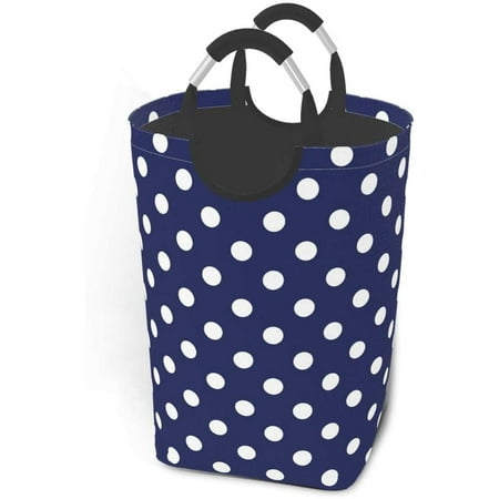 White And Turquoise Polka Dot Laundry Basket