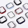 thumbnail image 5 of 4-Pack for Apple Watch Case Series SE 2022 6 5 4 44mm, iWatch Protector, Tempered Glass Film Hard PC Bumper for Women Men, Ultra-Thin Guard (44mm,Clear/Rose Gold/Starlight/Sea Blue), 5 of 5