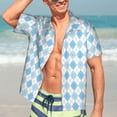 thumbnail image 5 of Picia Blue and White Squares Gentle Cotton Regular Fit Short Sleeve Casual Hawaiian Shirt for Men-Medium, 5 of 9