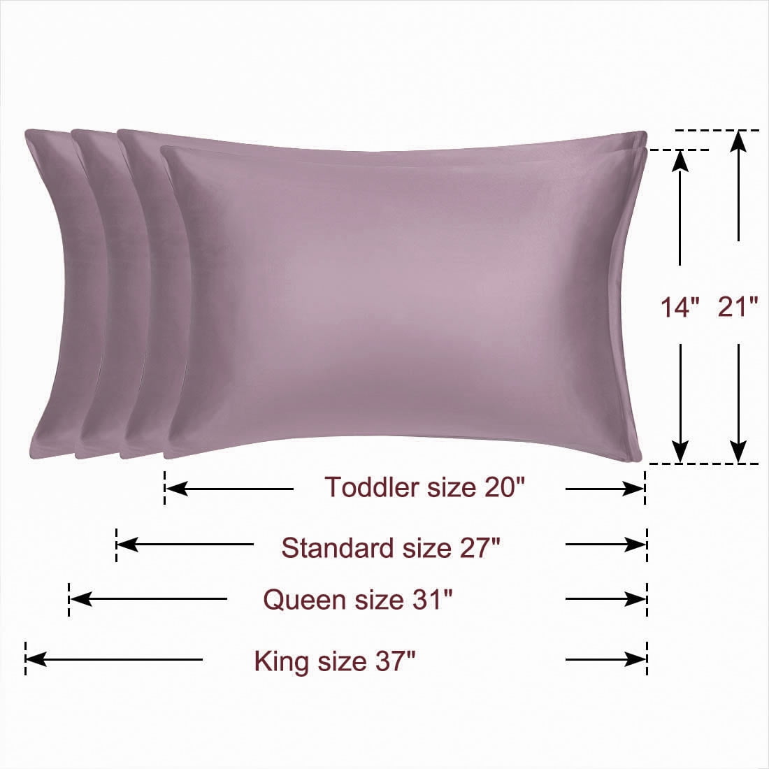 Unique Bargains Set of 4 Silky Satin Pillowcases Pillow Cover Mauve Travel