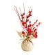 thumbnail image 3 of Mini árbol de Navidad con frutos rojos, decoración de mesa, base de yute, artificial. Fruta roja y blanca, 3 of 7