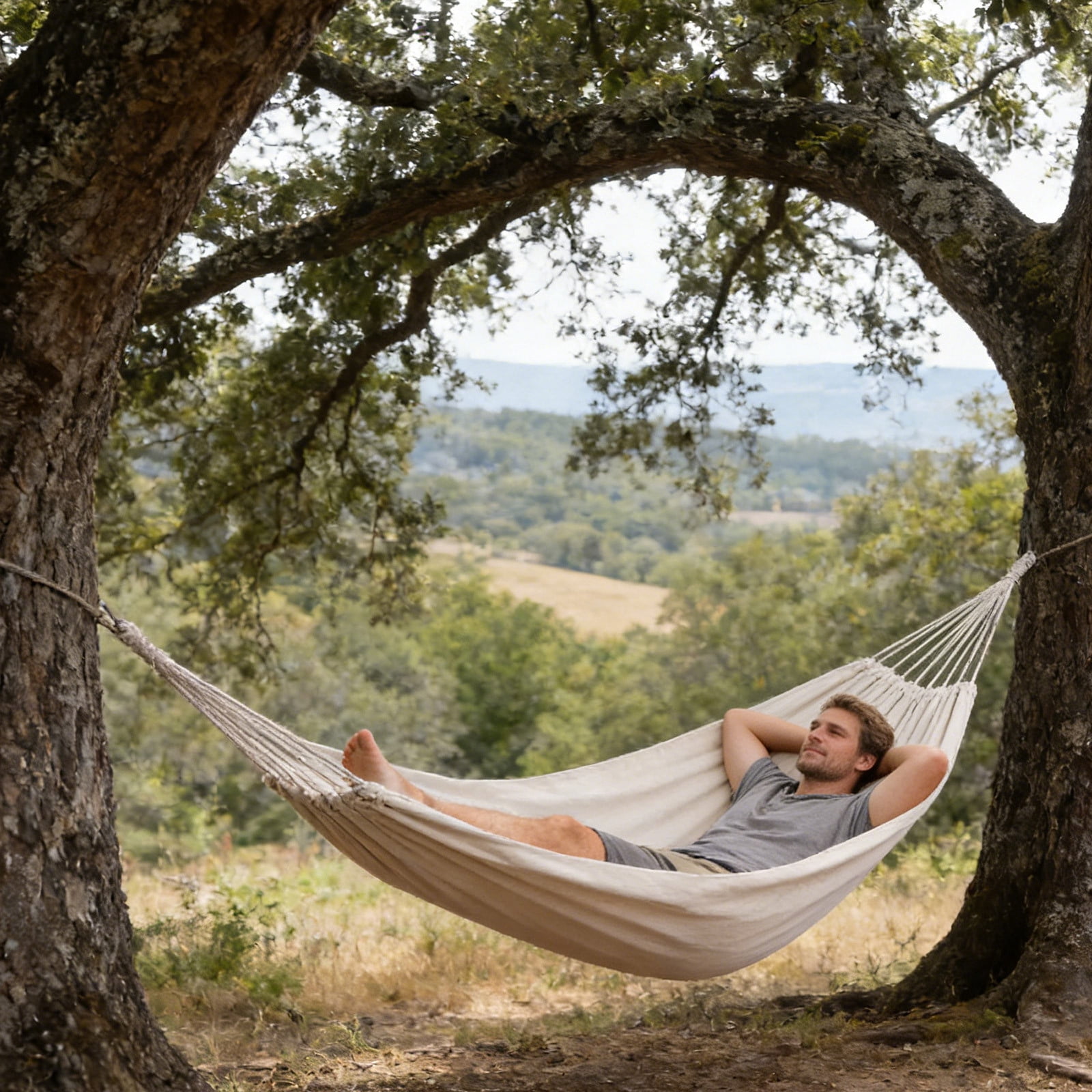 KTFgvq Camping Hammock Heavy Duty Canvas Portable Outdoor Hanging Bed for Beach Garden Backyard, White