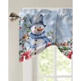 thumbnail image 3 of Christmas Poinsettia Snowman Window Curtain for Living Room Christmas Kitchen Cabinet Tie-up Valance Curtain Rod Pocket, 3 of 6
