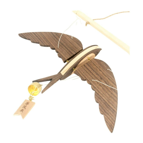 Carillón de viento de golondrina voladora, adorno colgante de madera, material de bricolaje, decoración del hogar ligera y elegante, creativa para el