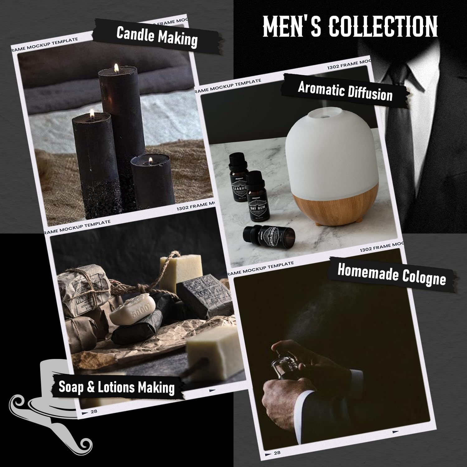 Essential Oils for Men, UM Masculine Essential Oils, Manly Fragrance Oils for Diffuser, Sandalwood, Cedarwood, Leather, Sweet Tobacco, Bay Rum, Myrrh, Gift for Men