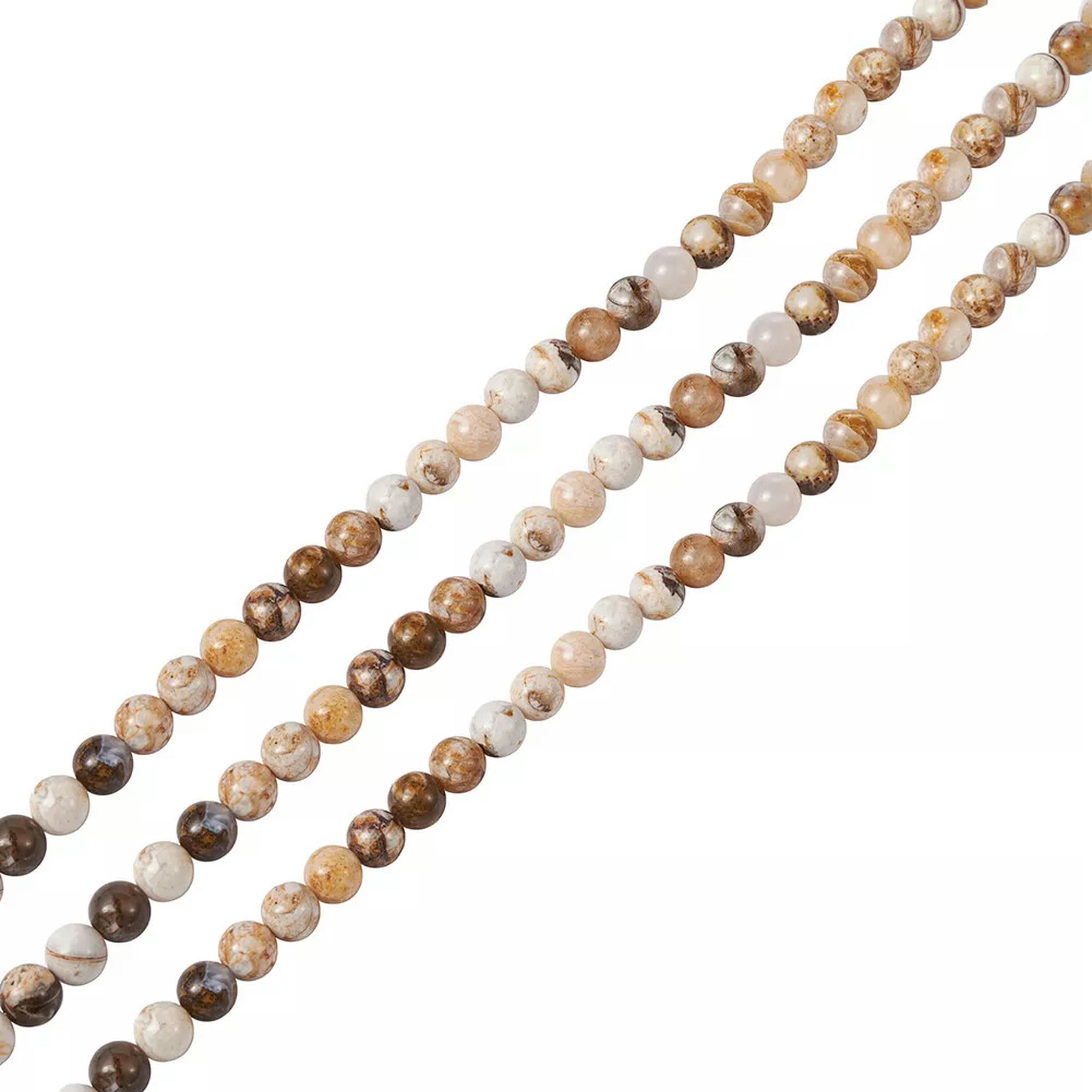 EOEMY 46Pcs Natural America Petrified Wood Beads Round Smooth Loose Spacer Craft 8mm