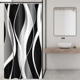 thumbnail image 4 of Small Stall Black White Striped Shower Curtain Rv Narrow Camper Abstract Lines Geometric Modern Simple Cool Man 36Wx72H Inch Neutral Fabric Decor Bathroom Polyester Waterproof 7 Pack Hooks, 4 of 6