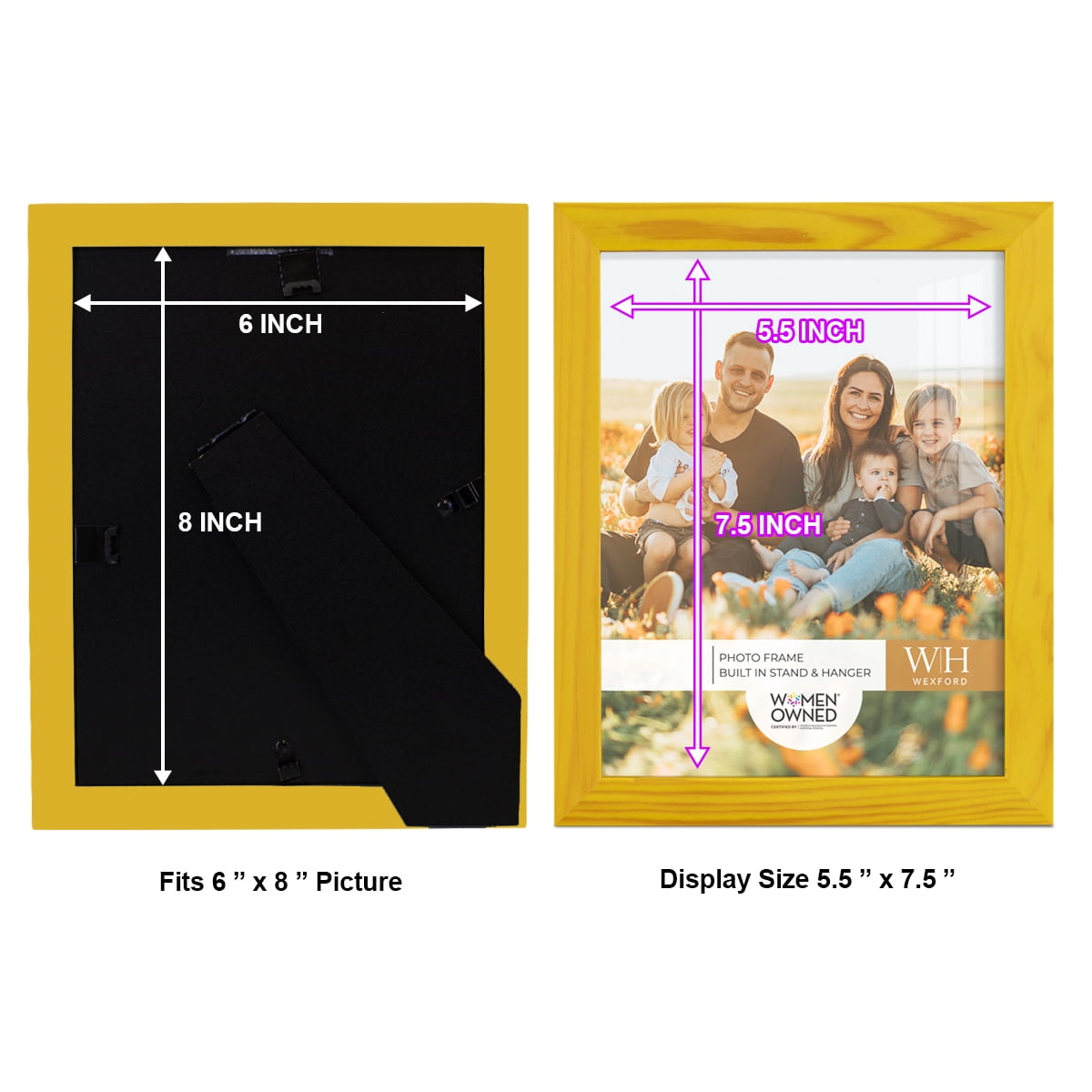 Wexford Home Woodgrain 8" x 10" Sunflower Yellow Picture Frame (Set of 6)