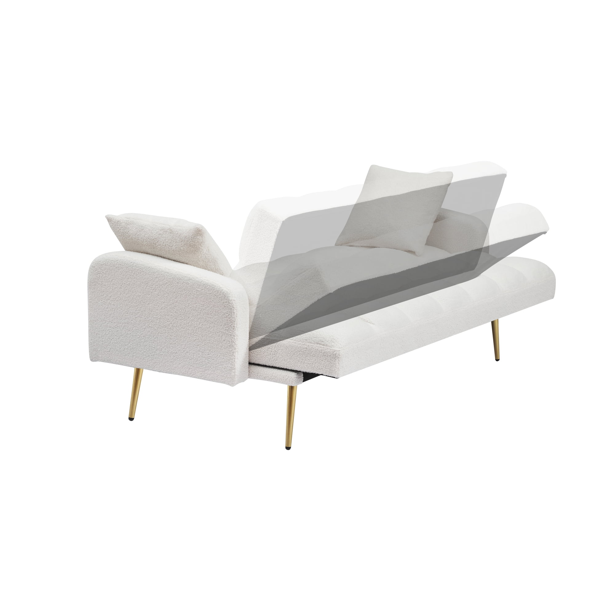 Convertible Futon Sofa Bed,69 Inch Modern Teddy Loveseat Sofa Couch with Adjustable Backrest for Small Space,Living Room,Beige