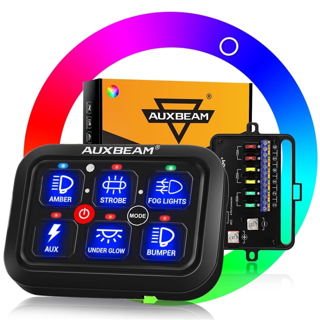 Panel de interruptores Auxbeam RA60, regulable automáticamente, 6 paneles RGB, 12-24 V